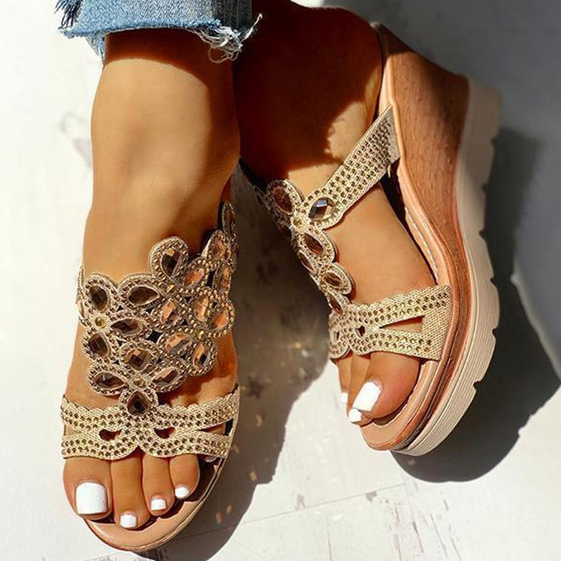 Casual Rhinestone Opend Wedges Shoes - Image 9