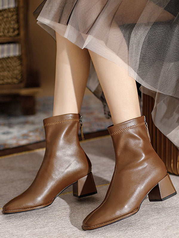 Split-Joint Square-Toe Zipper Boots - Image 3