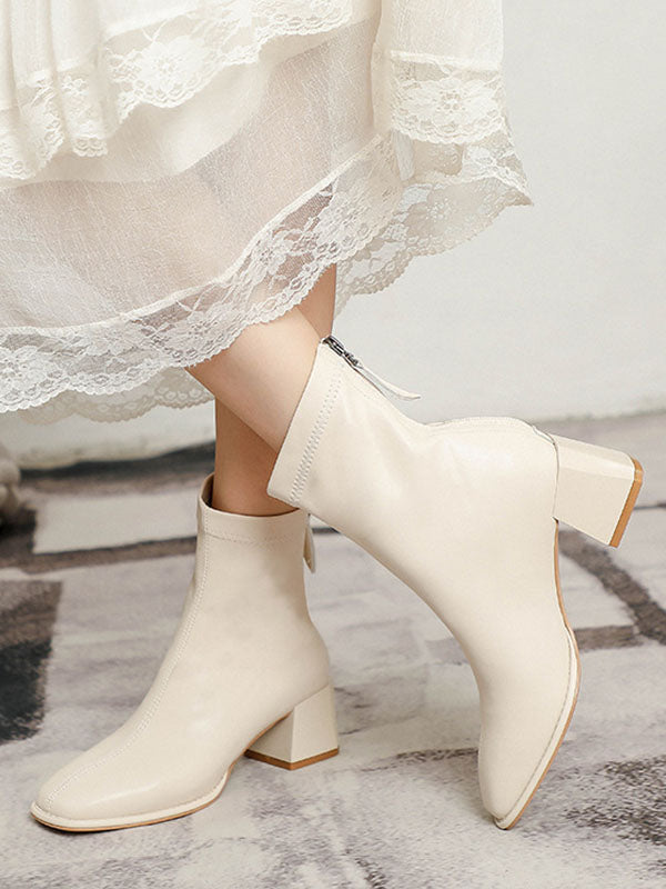 Split-Joint Square-Toe Zipper Boots - Image 2