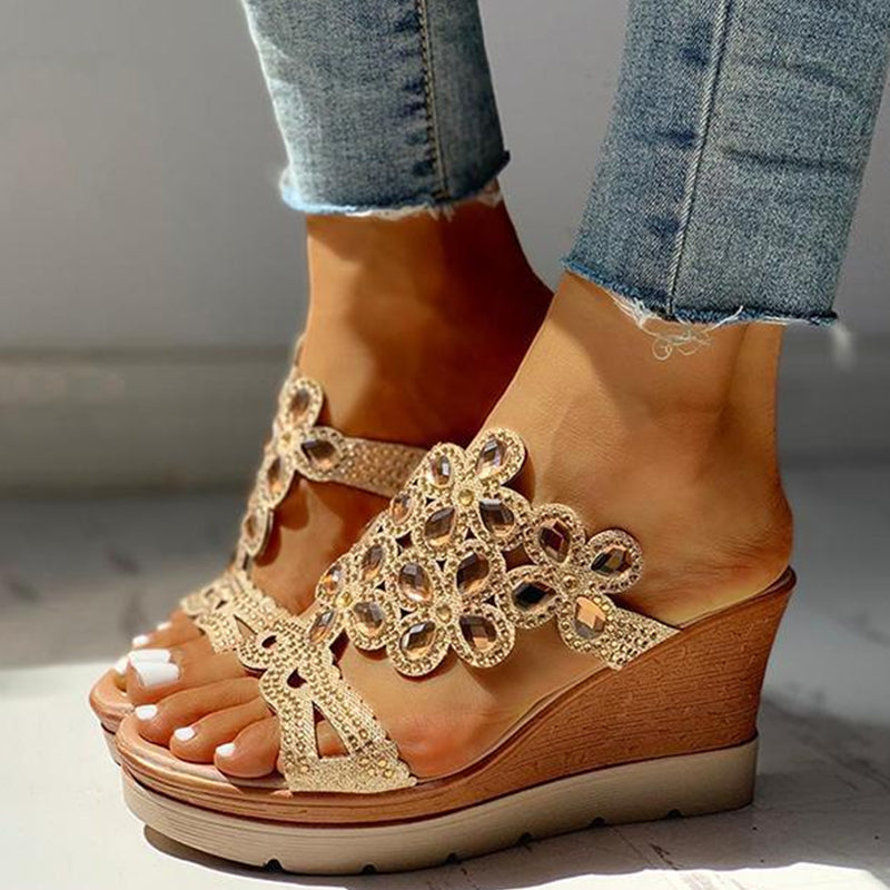 Casual Rhinestone Opend Wedges Shoes - Image 7