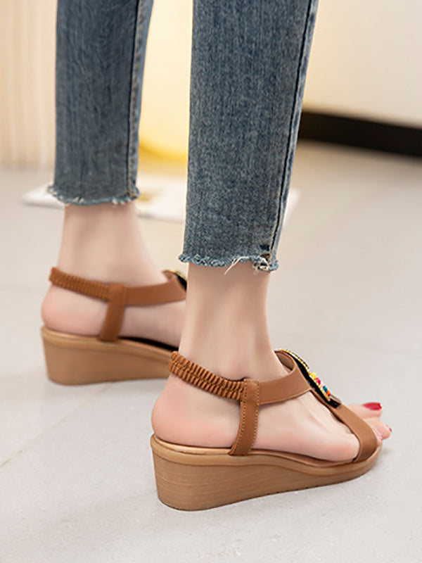Elasticity Open Toe Peep Toe Sandals Wedges & Flatform - Image 7