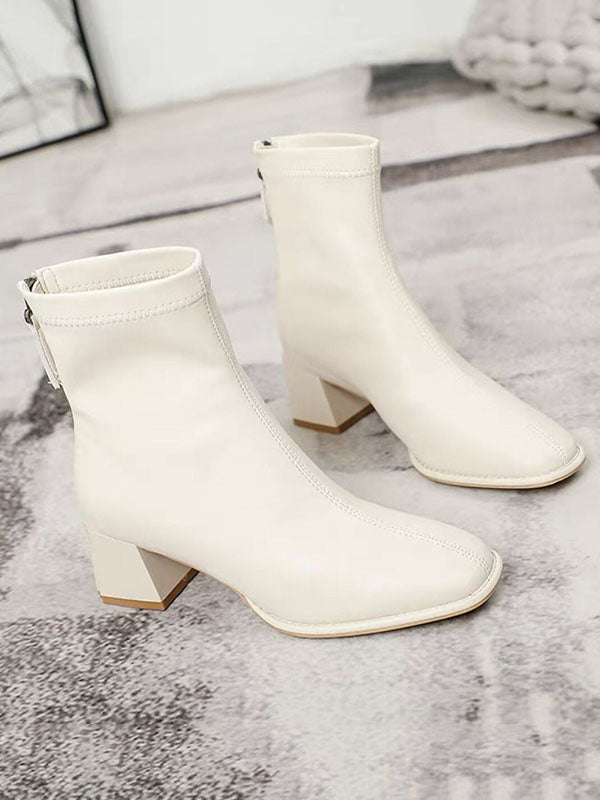 Split-Joint Square-Toe Zipper Boots - Image 8