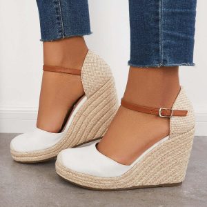 Closed Toe Espadrilles Wedges Platform Ankle Strap Dress Sandals