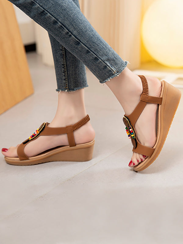 Elasticity Open Toe Peep Toe Sandals Wedges & Flatform - Image 3
