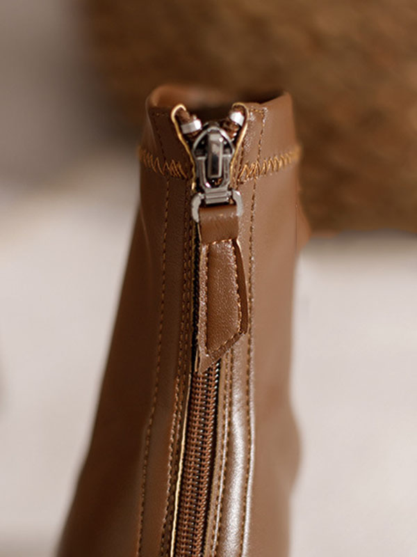 Split-Joint Square-Toe Zipper Boots - Image 11