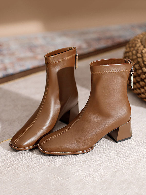 Split-Joint Square-Toe Zipper Boots - Image 10